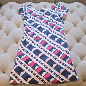 MAHI GOLD Pink and Blue Geometric Dress